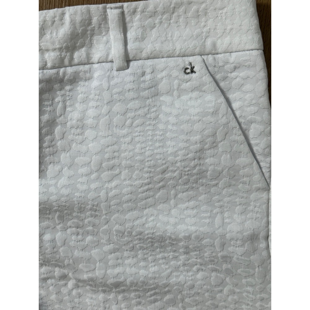 Calvin Klein Women's White Textured Shorts Size 14 Career‎ Casual Pockets NWT - Picture 3 of 13